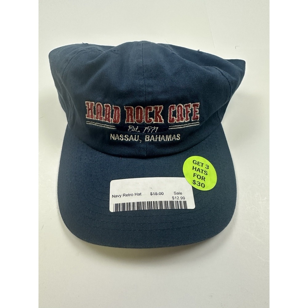 New Hard Rock Cafe Nassau Bahamas Navy Blue Baseball Hat Cap Strap Back Vintage